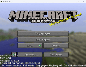 The main screen of this modpack
